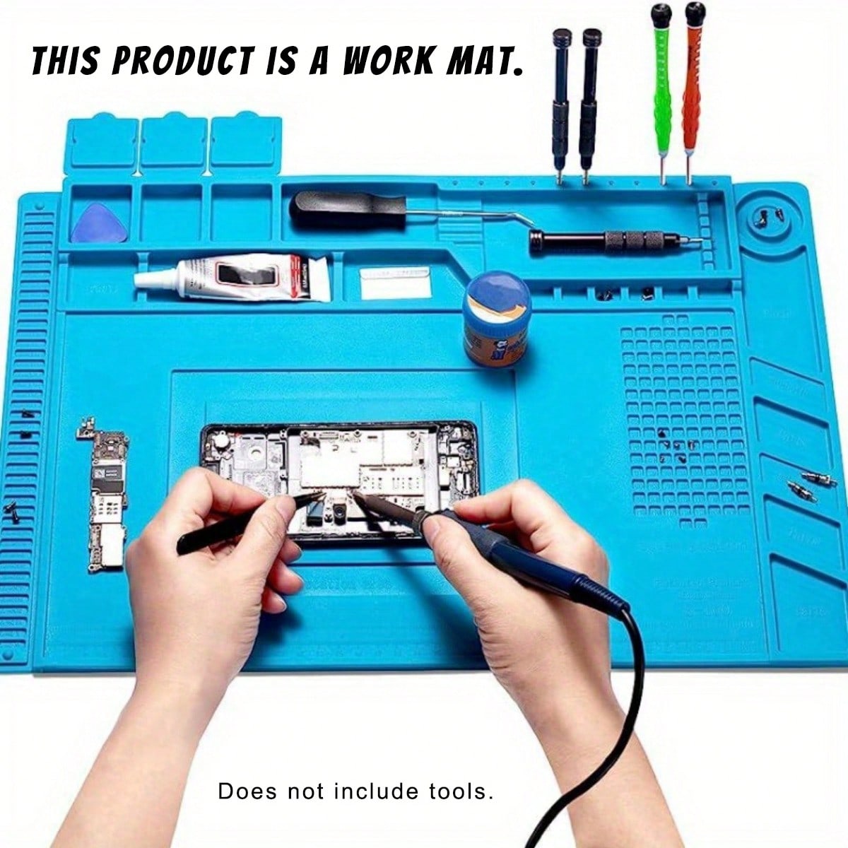 Electronics Repair Workbench - 耐熱性シリコン製はんだ付けパッド（磁気エリア付き）電子修理作業台用